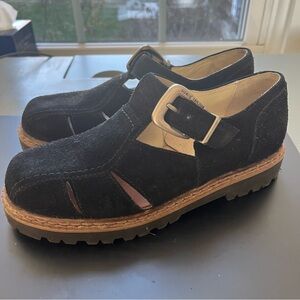 Michel Jordi Black Suede Shoes Sz 35 Made In Italy